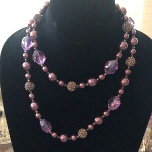 Beautiful shades of lavender and purple costume necklace.